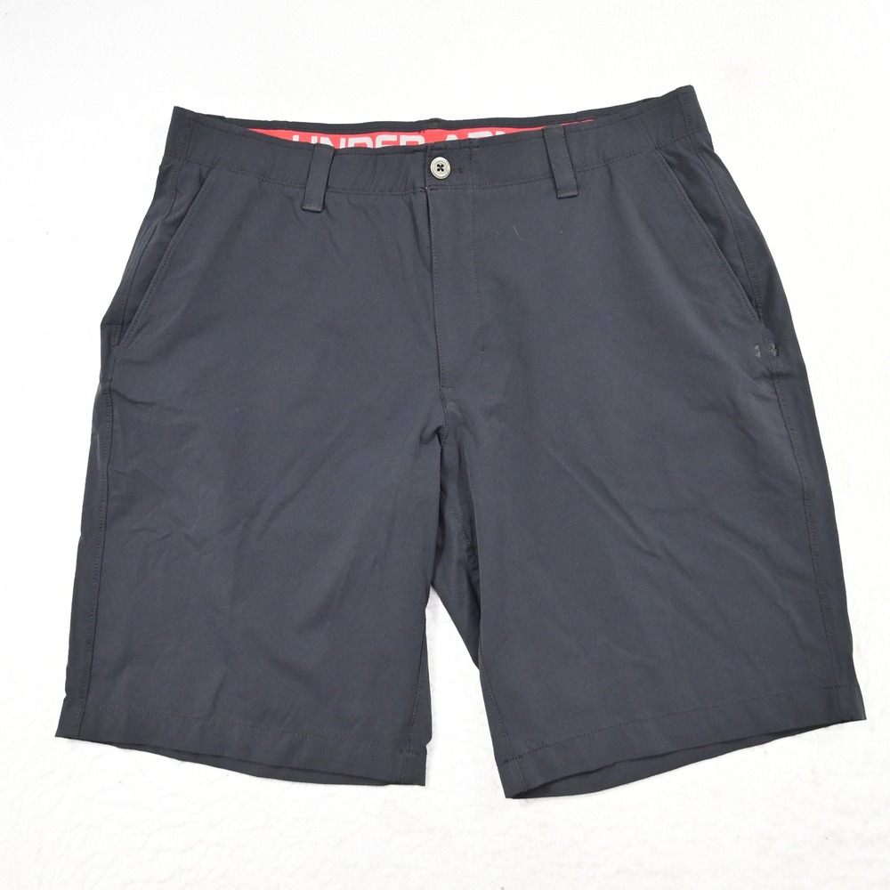 Under Armour Golf Shorts Mens 38 Black HeatGear Nylon Stretch Flat Performance